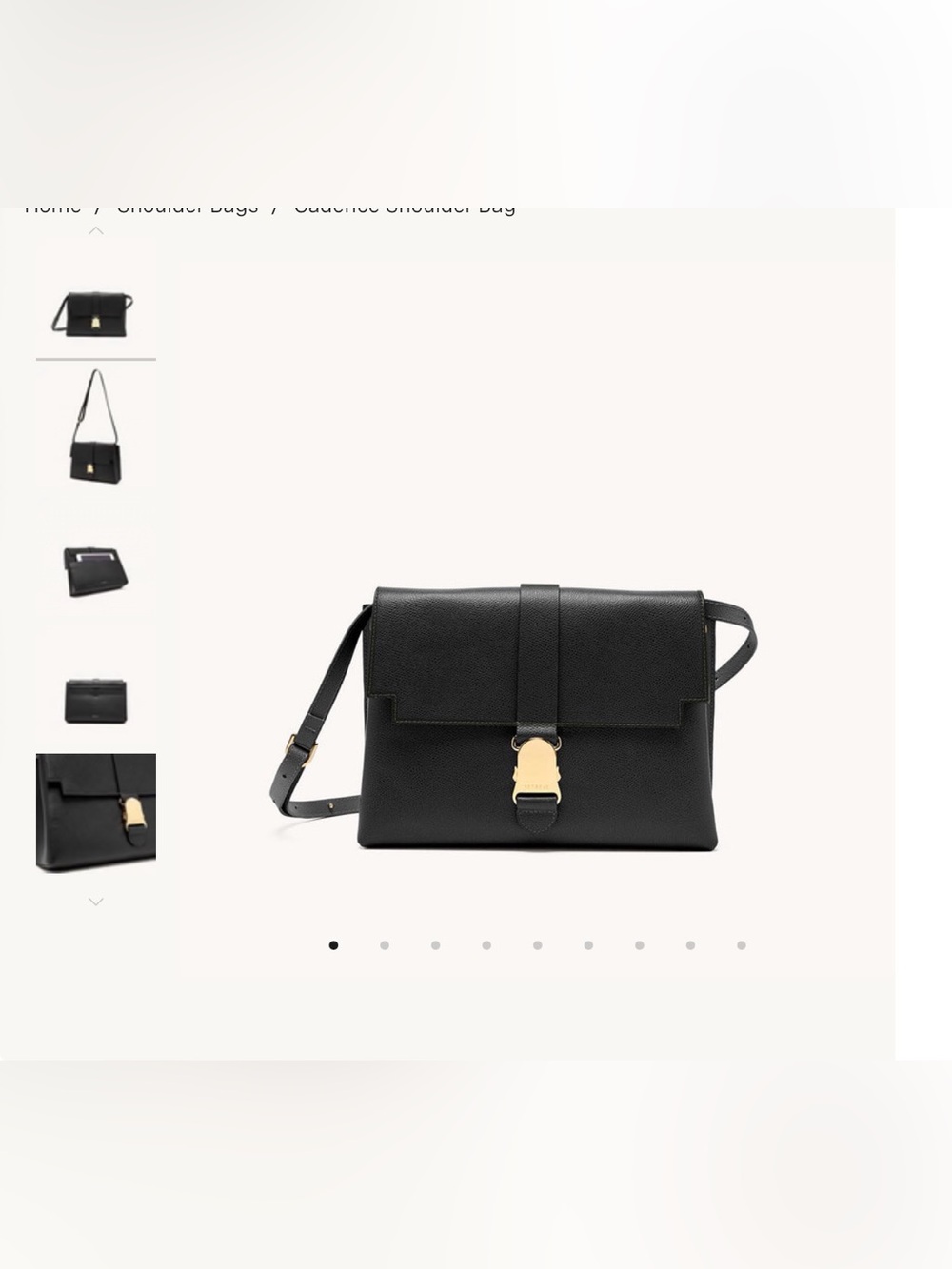 Senreve Cadence Shoulder Bag Black Pebbled Leather with Gold Buckle - Picture 12 of 14